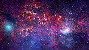 digital photo of purple, red, and blue galaxy